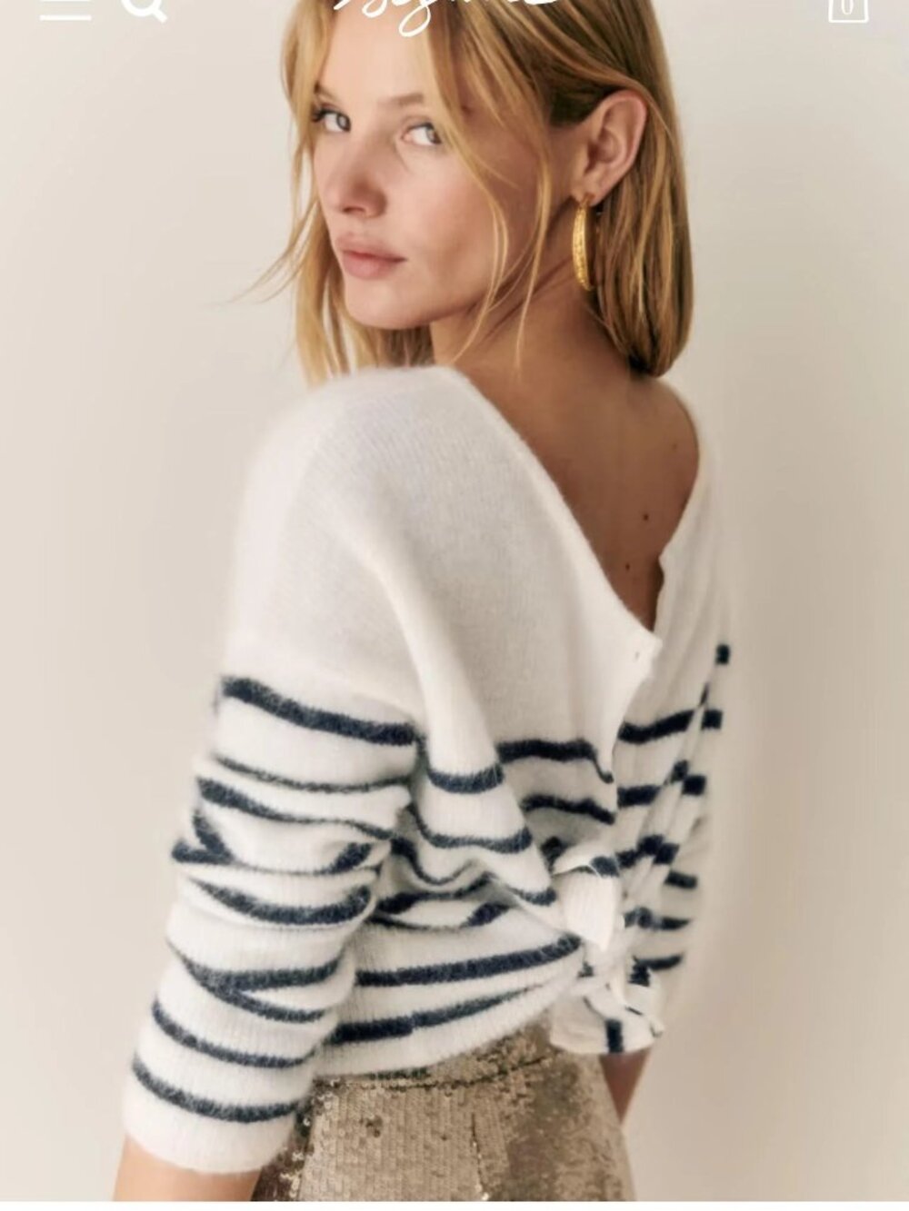 Sézane Gaspard Cardigan in Ecru / Navy